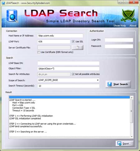 LDAPSearch screenshot