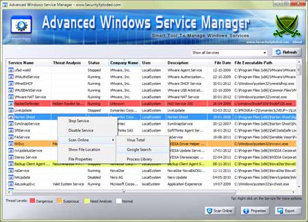 Advanced Win Service Manager screenshot