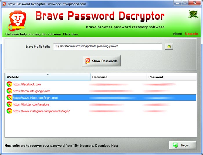 Free Brave Browser Password Recovery Tool