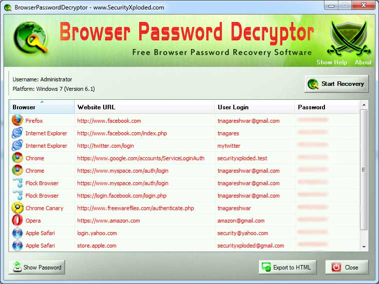 Web Browser Password Recovery Software
