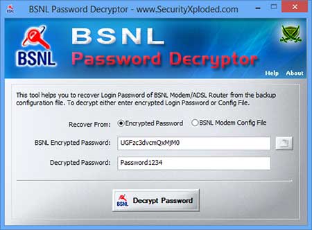 BSNL Modem/Router Password Recovery Software