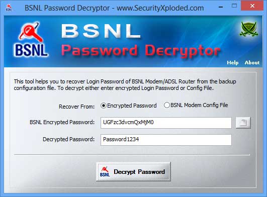BSNL Password Decryptor software