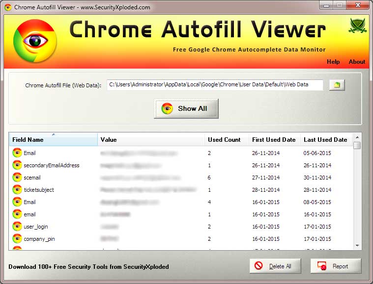 Windows 8 Autofill Viewer for Chrome full