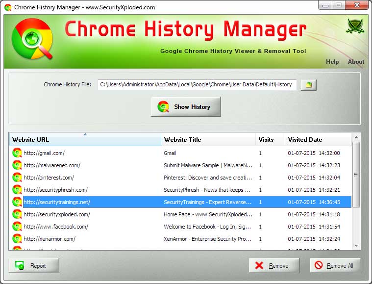 History Manager for Chrome screenshot