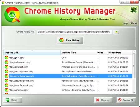 Windows 8 Chrome History Manager full