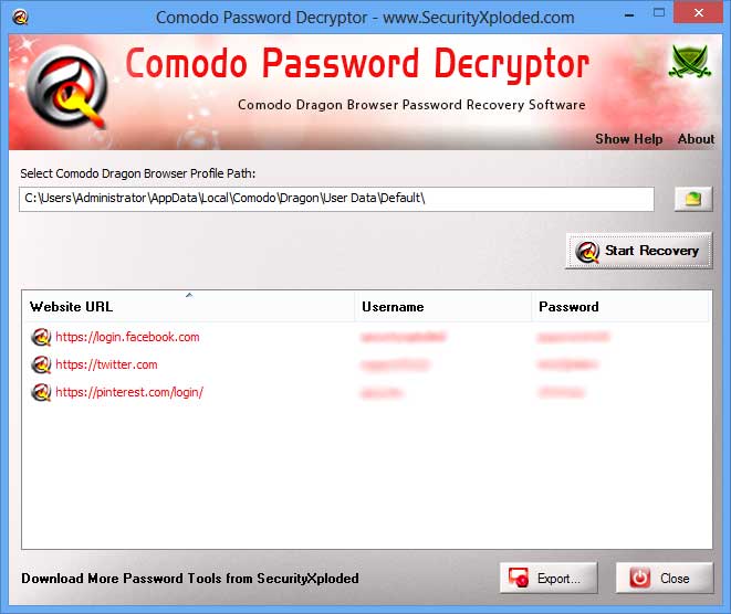 Comodo Dragon Browser Password Recovery Tool