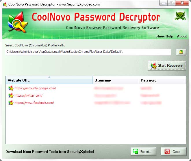 CoolNovo Browser Password Recovery Software