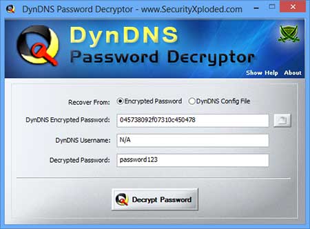 DynDNS Password Decryptor screenshot