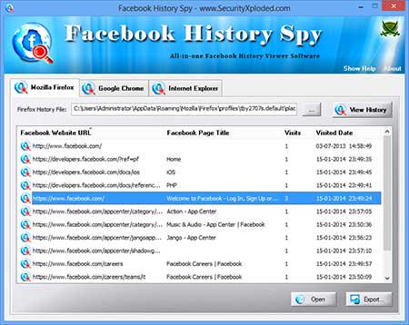 Facebook History Spy screenshot