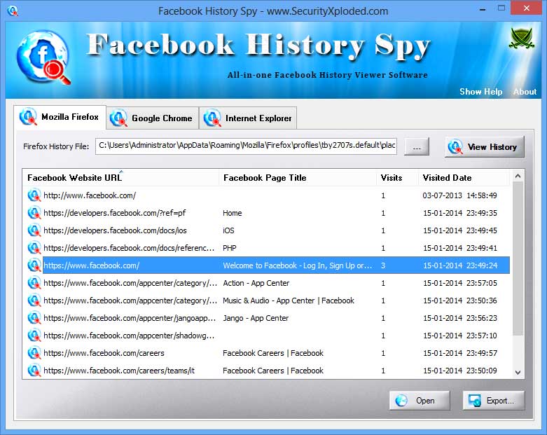 History Spy for Facebook Windows 11 download