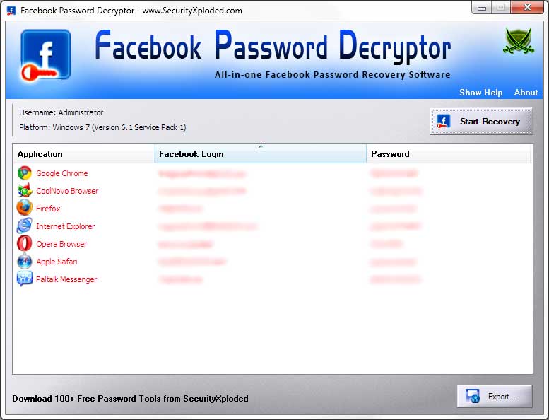 Password Decryptor for Facebook 15.0 full