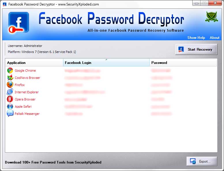 Facebook Password Recovery Software