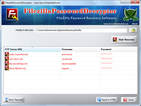 Filezilla Password Decryptor 6.0 full