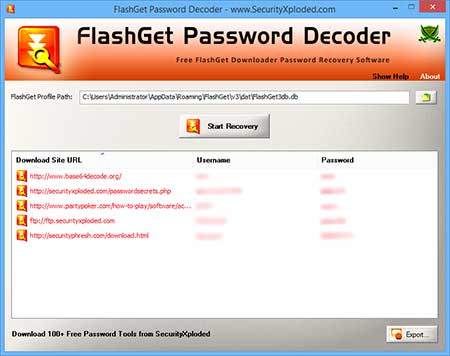 Free FlashGet Password Recovery Tool