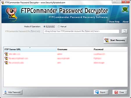 Password Decryptor for FTP Commander screenshot