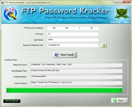 Free FTP Password Recovery and Auditing Tool