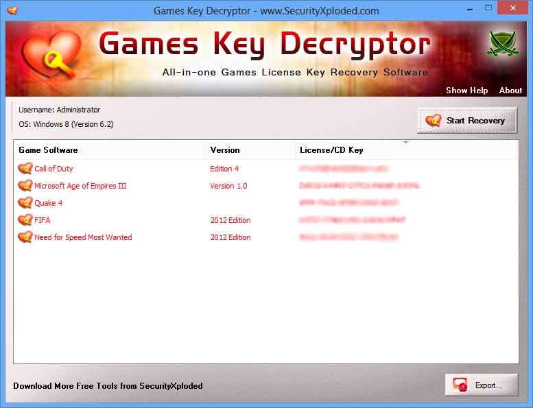 All-in-one Games License Key Recovery Tool