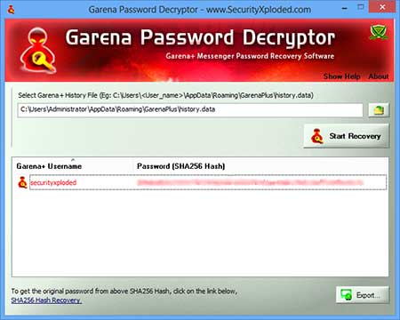 Garena Password Decryptor 3.0 full