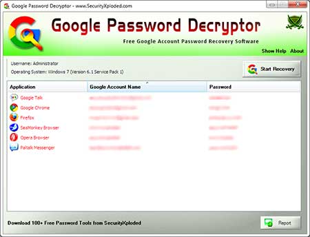 Google Password Decryptor screenshot