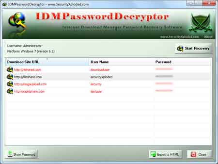 Internet Download Manager Password Recovery
