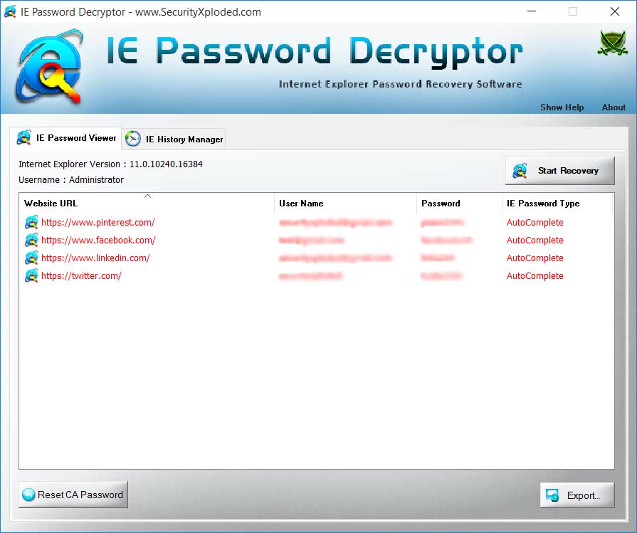 Internet Explorer Password Recovery Software