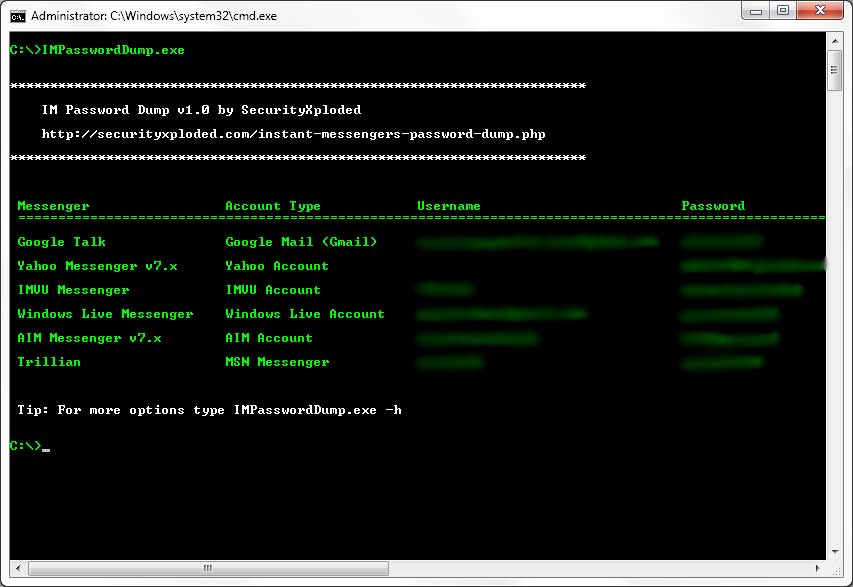 Free Messengers Password Recovery Tool