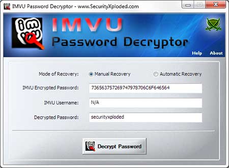 Free IMVU Messenger Password Recovery Tool