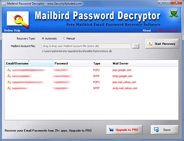 Free Mailbird Email Password Recovery Tool