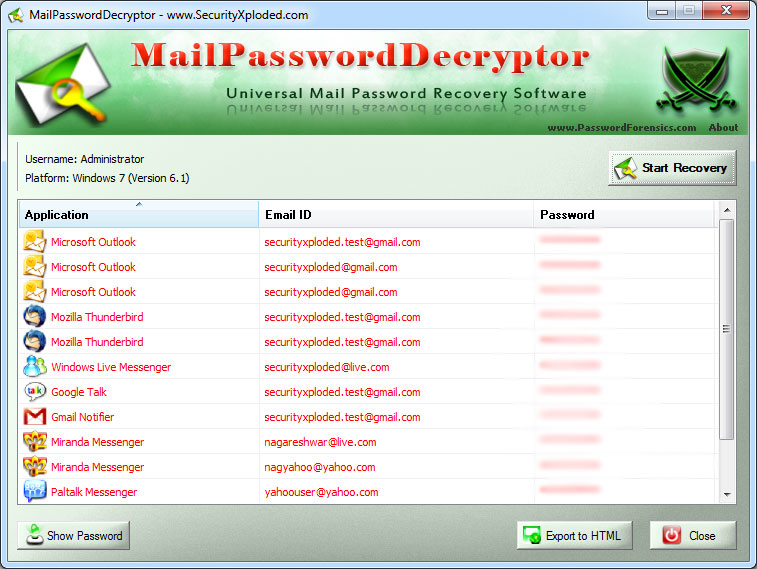 All-in-one Mail Password Recovery Software