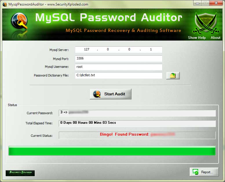 Mysql Password Recovery and Auditing Software