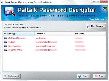 Password Decryptor for Paltalk screenshot