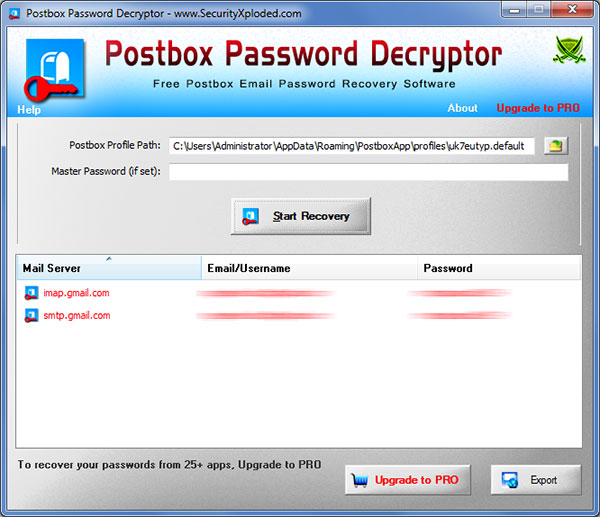Free Postbox Email Password Recovery Software