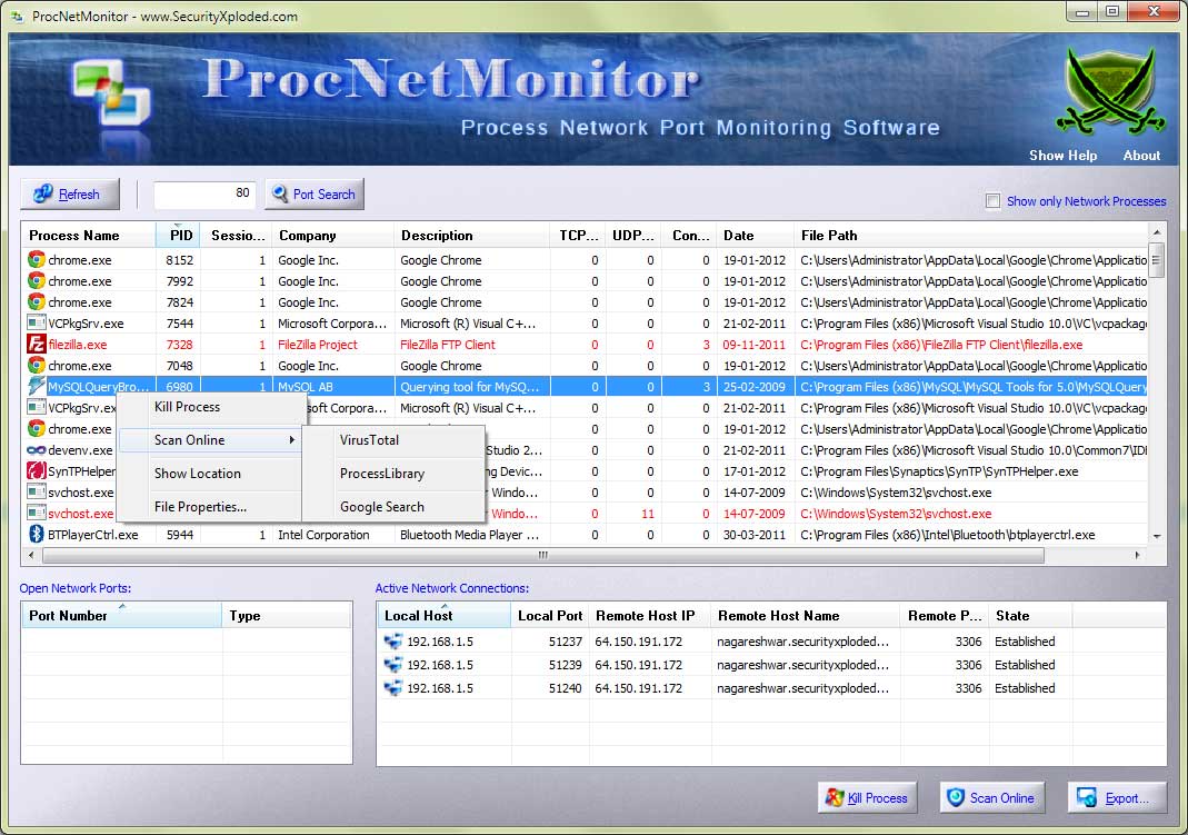 Windows 7 Process Network Monitor 7.0 full