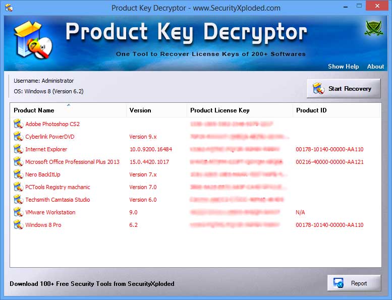 Product Key Decryptor screenshot