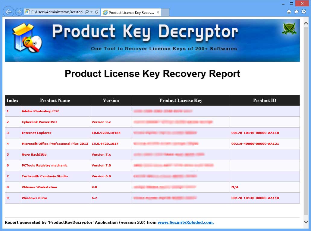 Product key decryptor v3 0 with key