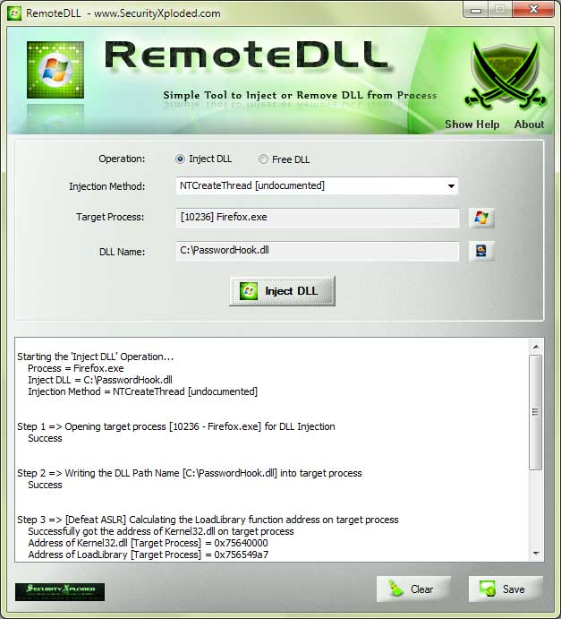 RemoteDLL is tool to Inject or Remove DLL