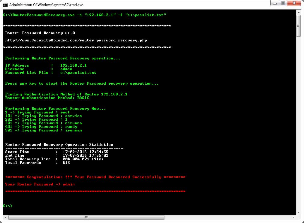 Command-line based Router Login Password Find