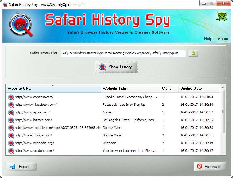 History Spy for Safari software