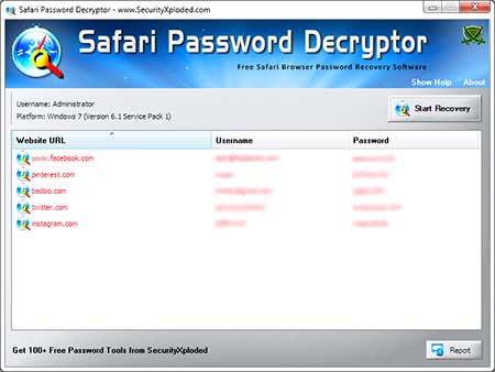 Safari Password Decryptor software