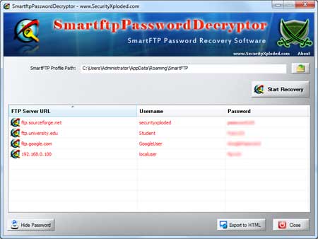 Password Decryptor for SmartFTP 6.0 full