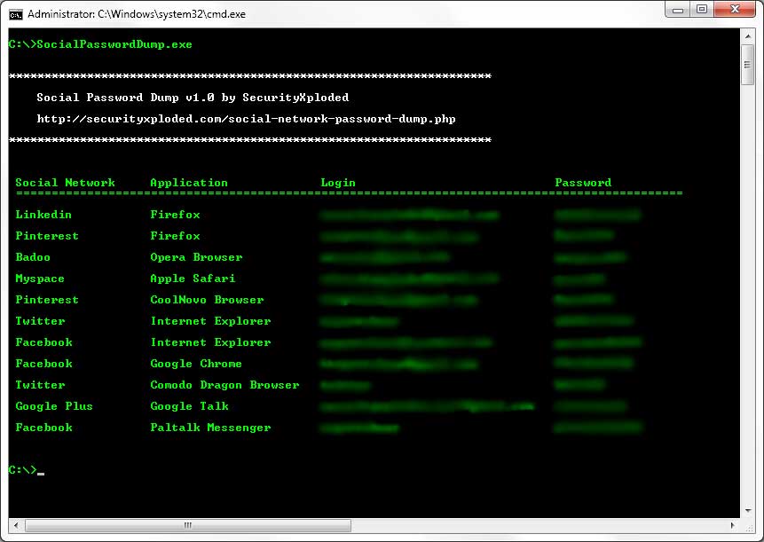 Command-line Social Network Password Tool