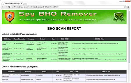 SpyBHORemover export scan results
