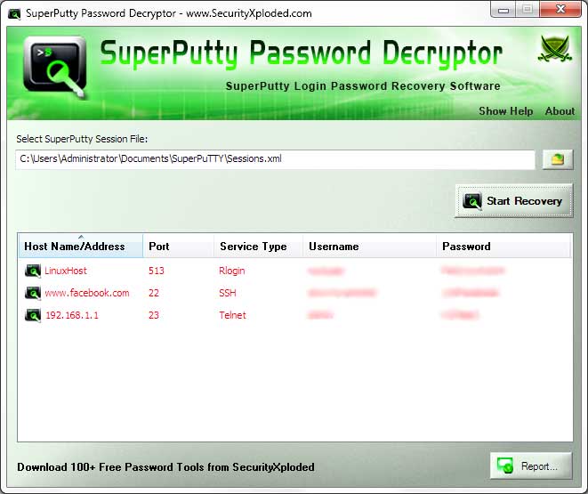 Password Decryptor for SuperPutty screenshot