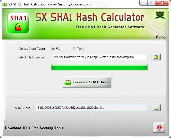 SX SHA1 Hash Calculator screenshot