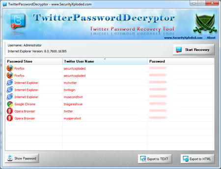 Twitter Password Decryptor 11.0 full