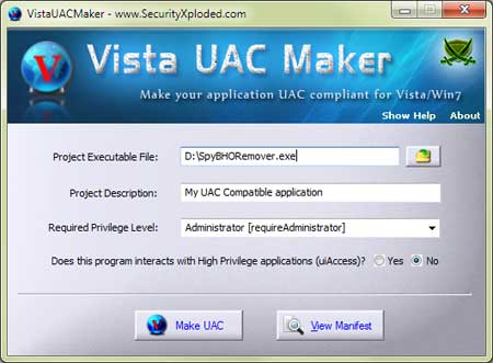 Vista UAC Maker screenshot