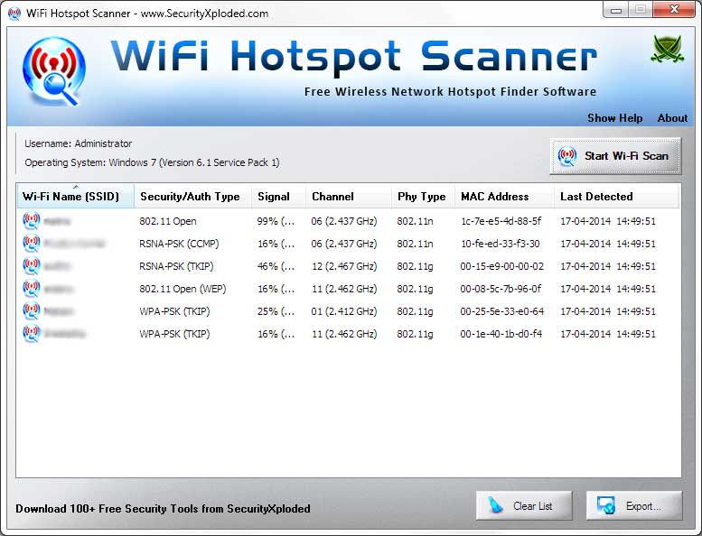Windows 8 WiFi Hotspot Scanner full
