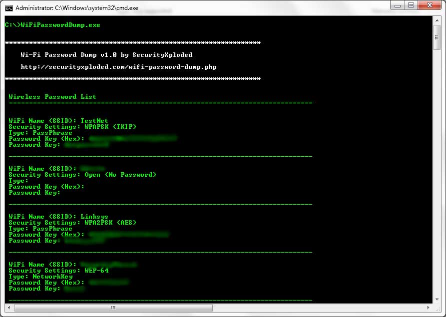 Windows 7 WiFi Password Dump 10.0 full