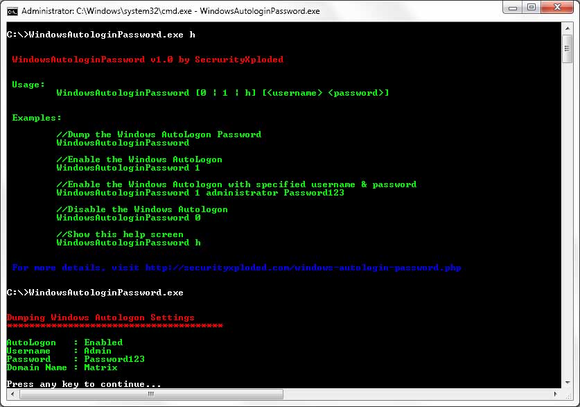 Windows Autologin Password screenshot