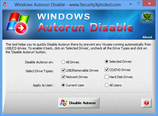Advanced Tool to Enable or Disable Autorun